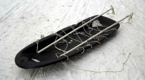 Completed sled built for winter hiking.