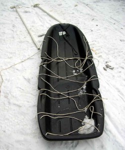 Completed winter hiking sled