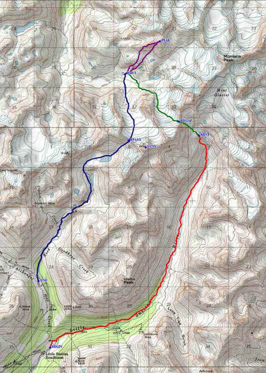 Map of Mint Bomber Traverse