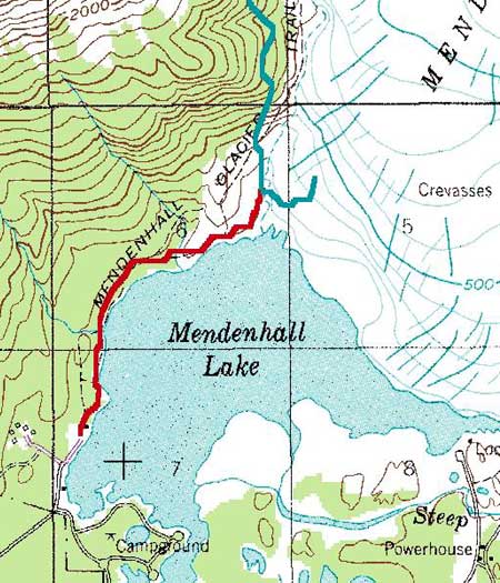 Map of West Mendenhall Glacier Trail